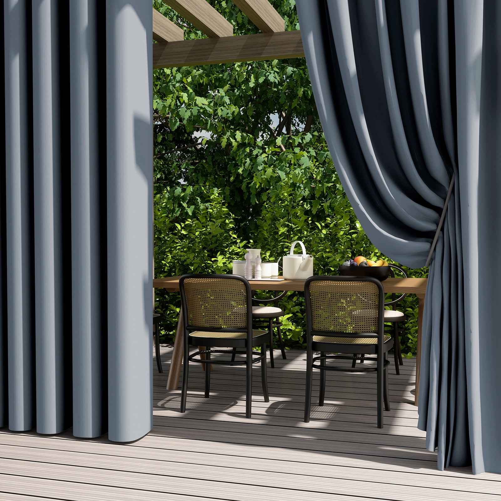BTTO Outdoor Curtains for Patio Waterproof, Insulated Heat Light Blocking Drapes, Fade Resistant Thick Curtain for Balcony Lawn Garden, 1 Panel