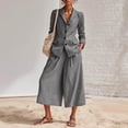 thumbnail image 2 of Fwqbns Women's 2 Piece Outfits Dressy Long Blazer Jackets High Waisted Wide Leg Pants Suits Set Business Casual Work Office Wear Elegant Suit for Daily, 2 of 9