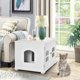 thumbnail image 5 of Costway Arenero para Gatos Casita-Mesita de Noche para Animales con Dobles Puertas y Ventanas Entrada Casita Decorativa Blanco81 x 53 x 49 cm, 5 of 9