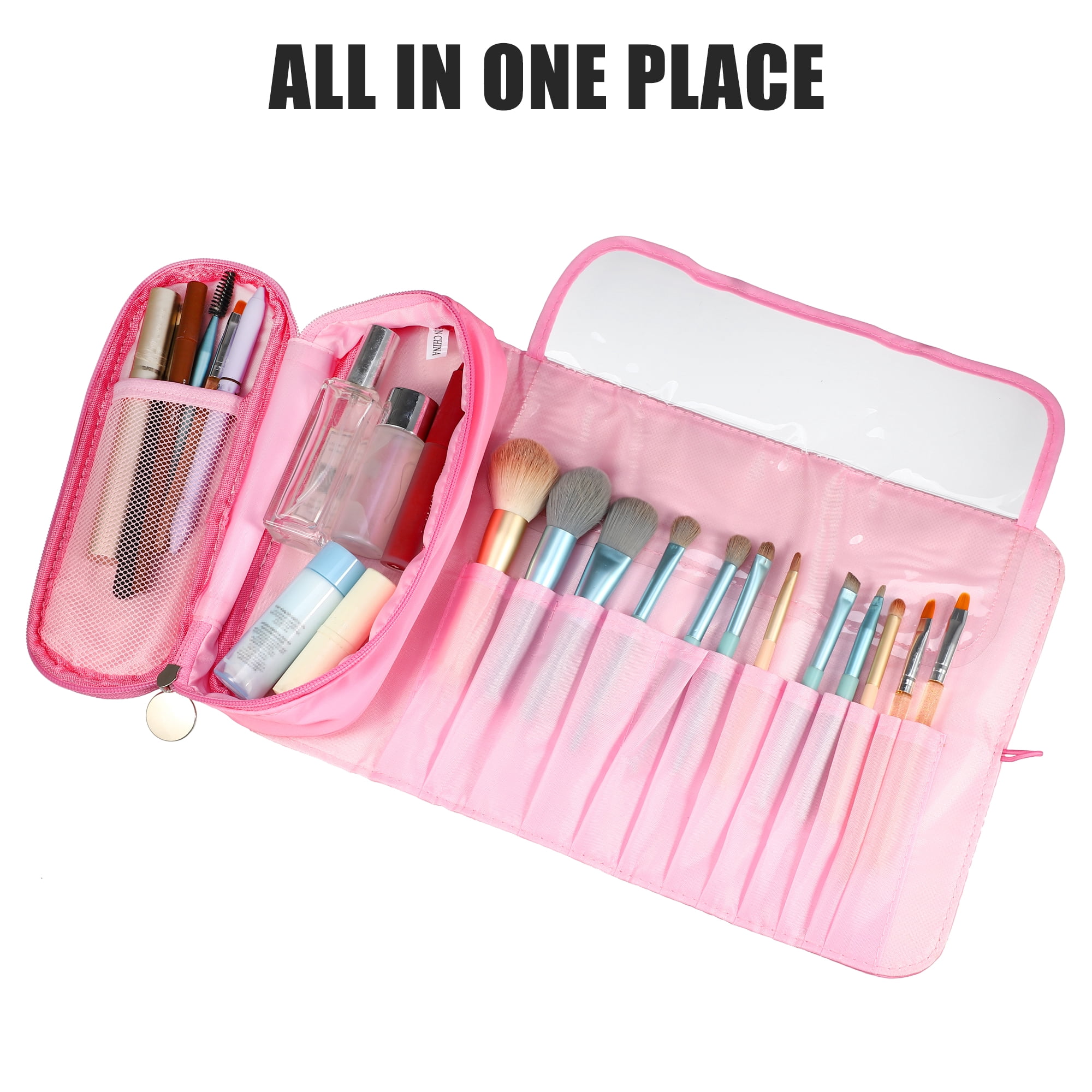 Unique Bargains 1Pc Travel Makeup Bag Cosmetics Storage Bag Portable Waterproof Pink