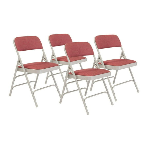(Pack of 4) NPS® 2300 Series Fabric Upholstered Triple Brace Double Hinge Premium Folding Chair, Majestic Cabernet