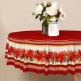 thumbnail image 4 of Red Christmas Poinsettia Round Tablecloth 70 Inch,Stain‑Resistant Table Cover for Holiday Dinner Home Kitchen Decor, 4 of 6