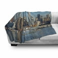 thumbnail image 3 of New York Soft Flannel Fleece Throw Blanket, Urban City Skyline Manhattan with Empire State Building over River Panorama, Cozy Plush for Indoor and Outdoor Use, 50" x 60", Blue Grey, by Ambesonne, 3 of 6