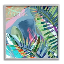 Bold Fern Leaf Overlapping Collage Botanical & Floral Graphic Art Gray Framed Art Print Wall Art