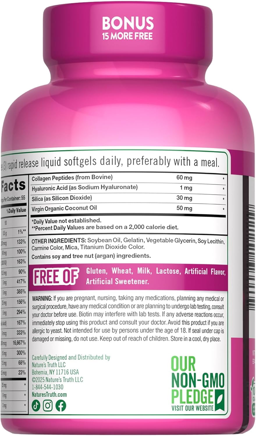 Hair, Skin & Nails Vitamin | 5000 mcg Biotin | 165 Softgels | with Collagen | by Nature's Truth