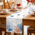 thumbnail image 5 of Orange Navy Blue Coral Table Runner 72 Inches, Summer Beach Coastal Ocean Bed Runner Dresser Scarves Tabletop for Indoor Outdoor Parties/Ceremony/Banquet, 14" x 72", 5 of 9