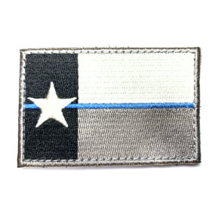 Thin Blue Line Flag Patch, Embroidered 2 x 3 Morale Patch w/ Velcro/Hook Backing - Choose Right or Left - Thin Blue Line / Stars on Right