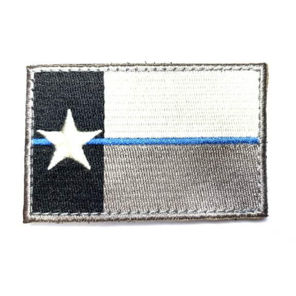 Texas Black Grey Thin Blue Line Morale Patch Hook & Loop Police