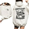 thumbnail image 2 of God’s Glory Is Displayed Double-Sided Hoodie – Retro Christian Wildlife Pullover, Vintage Deer Hunting Faith Hoodie for Men & Women, 2 of 7