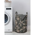 thumbnail image 3 of Floral Laundry Bag, Hand Drawn Exotic Flowers and Leaves in Dotted Filling, Hamper Basket with Handles Drawstring Closure for Laundromats, 13" x 19", Dark Grey Dark Tan, by Ambesonne, 3 of 4