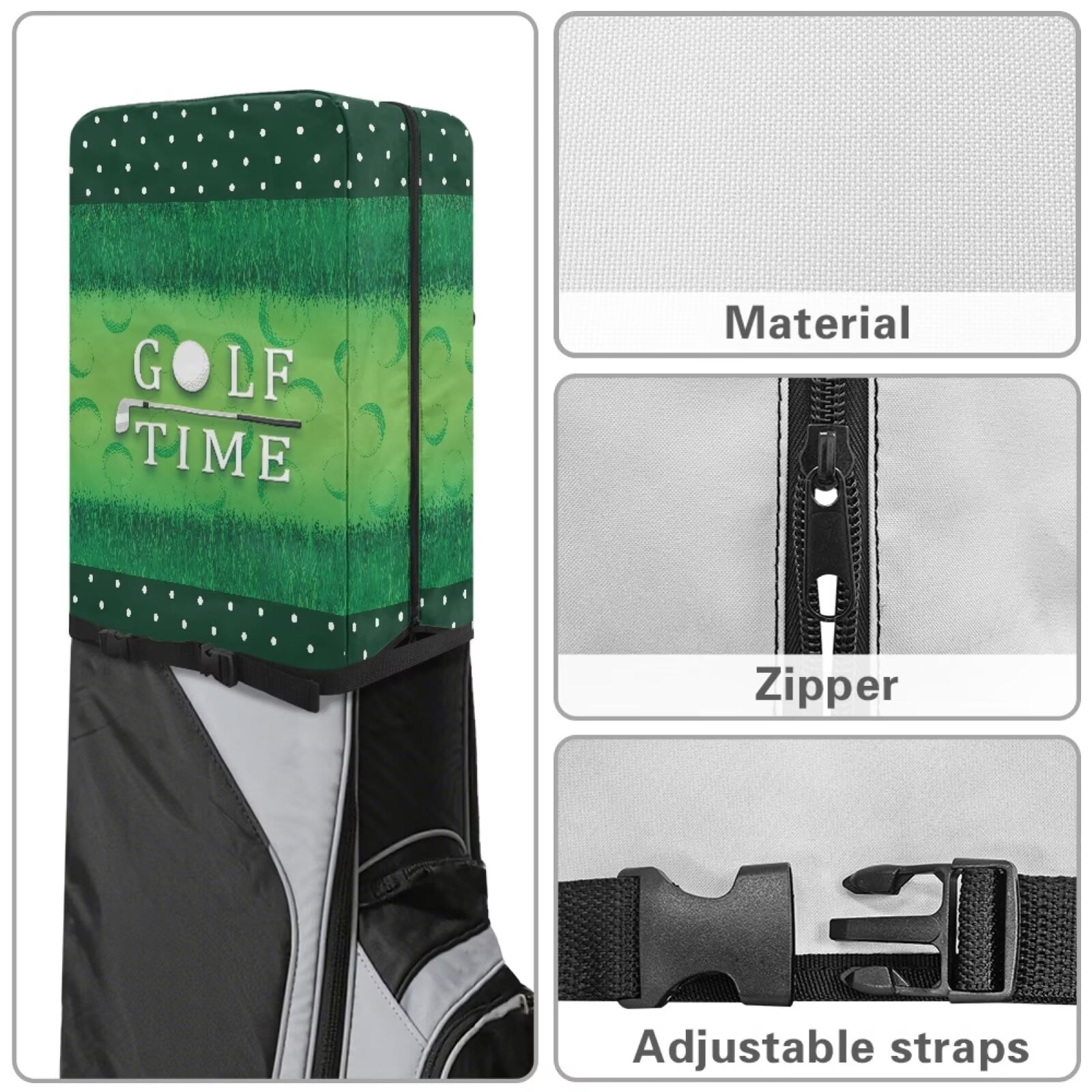 Chririnla Golf Time Golf Bag Travel Cover Lightweight Dust Hood with Zipper Universal Fit for Most Golf Bags Golf Club Accessories