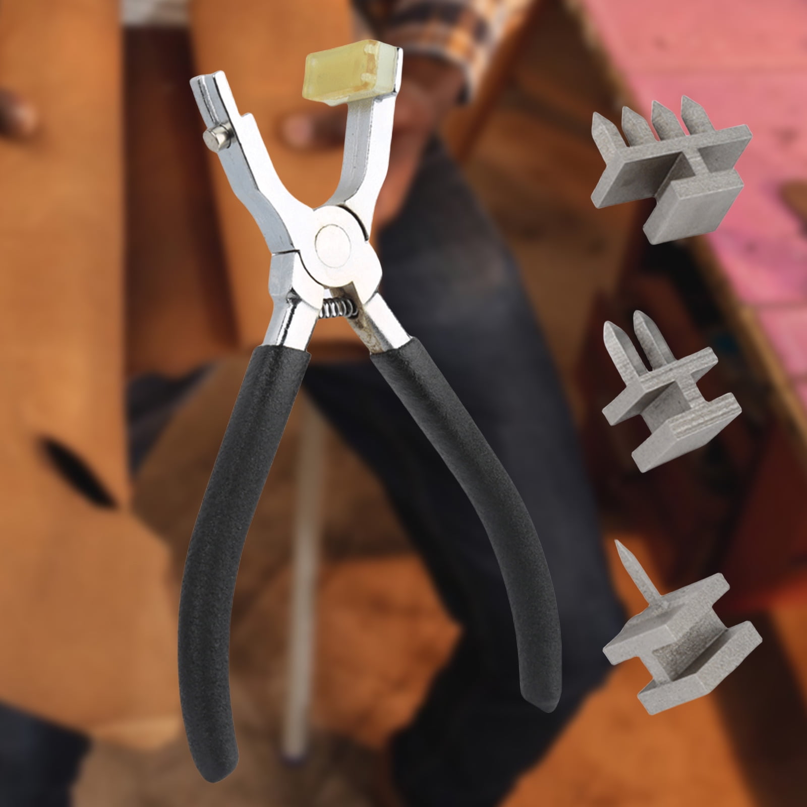 RUISINERY Professional Leather Hole Punching Pliers Leather Hole Punches Tool with 1/2/4 Prong Drilling Head for Leatherworking