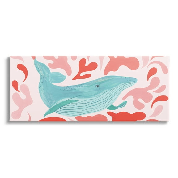 Stupell Industries Nautical Whale Pink Abstract Shapes Pattern Graphic Art Gallery Wrapped Canvas Print Wall Art, Design by Aralma