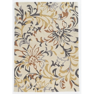 Trio Branches Ivory Multi Area Rug 5x7 Transitional Contemporary Design