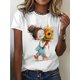 thumbnail image 1 of Women's Cute Floral Print Short Sleeve T-Shirt - Adorable with Flowers Design, Soft Cotton Blend, Casual Round Neck Tee for Casual Attire, Ladies T Shirts, 1 of 7
