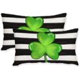 thumbnail image 1 of St.Patrick''s Day Pillow Covers 12X20 Inch Set of 2,Striped Shamrock Decorations Holiday Spring Decorative Pillow Case Decor for Sofa Couch (Green) AK014-12, 1 of 6