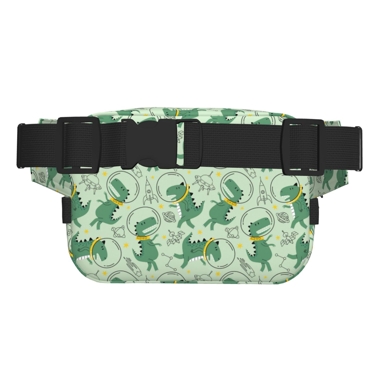 Kdxio Cute Dinosaurs in Space Crossbody Double Layer Waist Bag Belt Bag for Unisex Fanny Pack Fashion Waist Packs for Hiking Running Shopping Traveling