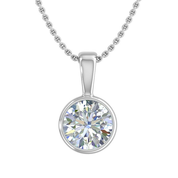 3/4 Carat Diamond Solitaire Pendant Necklace in 14K White Gold - IGI Certified (Included Silver Chain)
