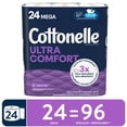 thumbnail image 1 of Cottonelle Papier Hygiénique Ultra Confort, Papier de Toilette Résistant, 24 Méga Rouleaux (24 Méga Rouleaux = 96 Rouleaux Réguliers), 244 Feuilles par Rouleau, 1 of 4