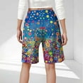 thumbnail image 4 of Olyvenn Deals Comfy Pjs Shorts for Women Summer Floral Printed Casual Elastic Waist Drawstring Loose Knee Lenght Lightweight Lounge Shorts Multicolor XXL, 4 of 6
