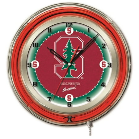 Glass Ncaa Clock - NCAA Neon Clock by Holland Bar Stool, Stanford - 19''