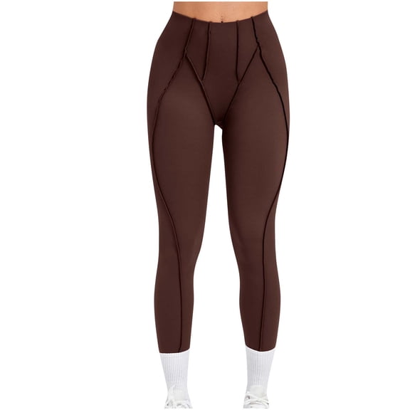 Fewfanhot Women's High Waist Contour Seam Leggings, Sculpting Stretchy Workout Pants, Butt-Lifting Athletic Bottoms for Yoga, Gym & Fitness