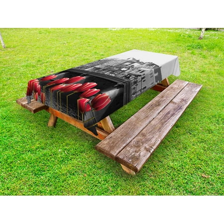 

Black and White Outdoor Tablecloth Monochrome Photo of Amsterdam Canal with Red Tulips and Houses Decorative Washable Fabric Picnic Tablecloth 58 X 120 Inches Black White and Red by Ambesonne