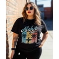 thumbnail image 3 of Women's Graphic T-Shirt Black S Women's Tops Aloha Hawaii Coconut Crew Neck Short Sleeve Shirts for Women, 3 of 3