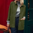 thumbnail image 4 of Hueook Women Jacket Women's Faux Suede Jacket Long Sleeve Button-Up Winter Coat Short Sleeve Outerwear Green 2X, 4 of 7