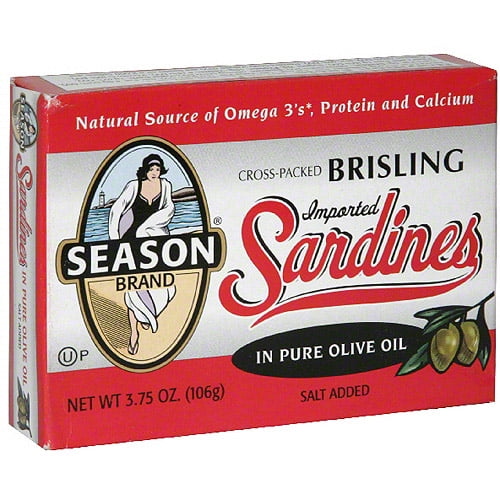 Season Sardines in Pure Olive Oil, 3.75 oz(Pack of 12)