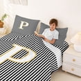 thumbnail image 3 of Erosebridal Kids Initial P Queen Sheet Sets, Fashion Stripe Bed Set, 4pcs, 3 of 5