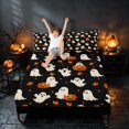 thumbnail image 3 of Homewish Cute Ghost Pumpkin Bed Sheets, Halloween Full Size Sheets, Black Orange White, 4pcs (1 Flat Sheet, 1 Fitted Sheet and 2 Pillowcases), 3 of 4