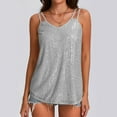 thumbnail image 6 of Felirenzacia Women’s Shimmer Sequin Tank Top Sleeveless Sparkly Party Night Out Clubwear Blouse, Silver,S (4), 6 of 9