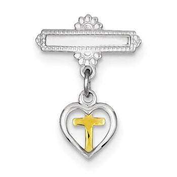 Lex & Lu Sterling Silver w/Rhodium & Vermeil Cross Pin