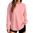 thumbnail image 2 of Casual Pullover Sweatshirts for Women Crewneck Long Sleeve Side Slit Pocket Loose Fit Classic Tops, 2 of 6