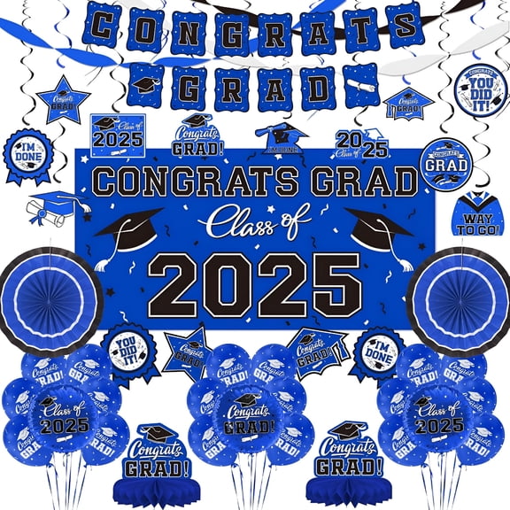 ACDANC Graduation Decorations 2025,Graduation Party Decorations,Disposable Graduation Tableware Set,Plates,Cups,Tablecloth with Hanging Decor
