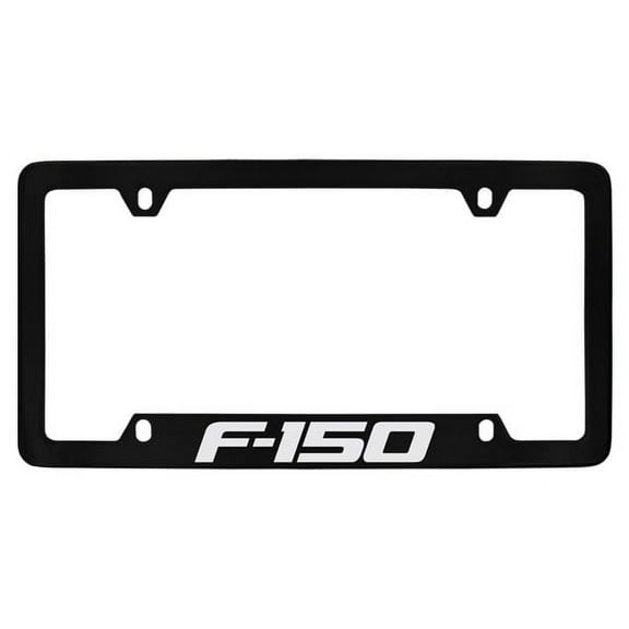 Ford F-150 Black Coated Metal Bottom Engraved License Plate Frame Holder