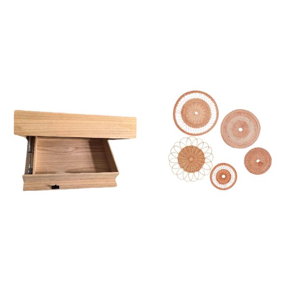 Estante flotante,Estante flotante moderno y rústico para organizar apartamentos.,Manualidades de pared,Decoración para colgar en la pared,ratán artesanal tejido,Juego de decoración de pared
