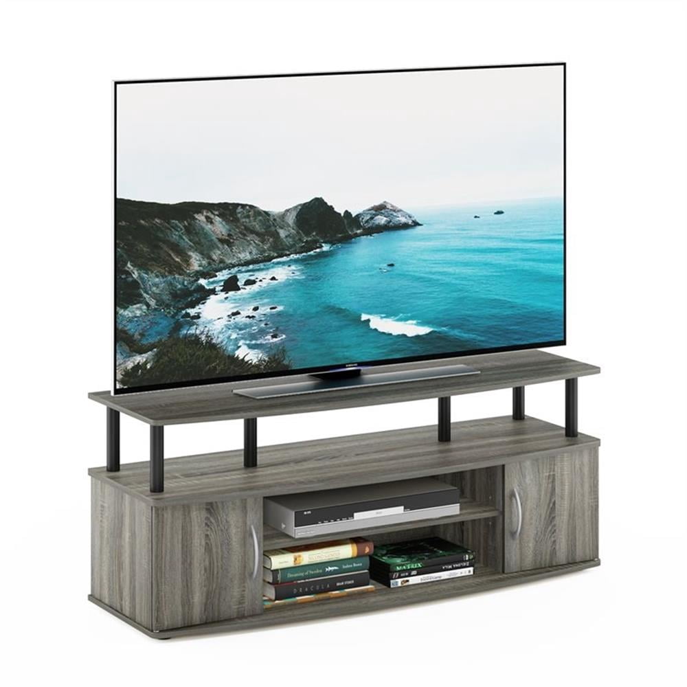 Furinno JAYA Large Entertainment Center Hold up to 55-IN TV, French Oak Grey/Black