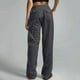 thumbnail image 2 of Pantalones con cordón ajustable de mezcla de lino en color liso para mujer: pantalones de cintura alta, elásticos y de pierna recta con bolsillos, tallas S-XXXXXL, 2 of 5