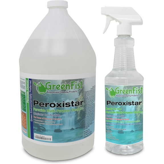 PeroxiStar Hydrogen Peroxide All Purpose (Glass, Carpet,Stain Remover) Cleaner (1 Gal Concentrated & 32 oz Ready to Use)