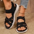 thumbnail image 2 of Rokment Womens Walking Flat Sandals Comfortable Breathable Mesh Memory Foam Platform Wedge Strappy Summer Shoes Black Size 5.5, 2 of 8