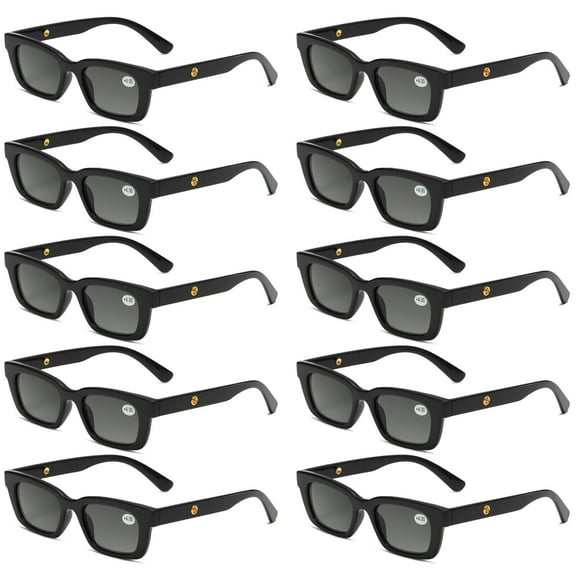 10 Pairs Mens Womens Reading Sunglasses Square Full Tinted Sun Readers +0.75