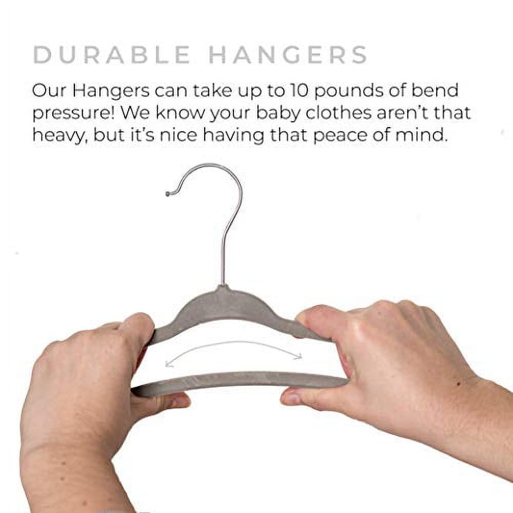 Baby Nest Youth Designs Non Slip Velvet Clothing Hangers, 15 Pack, Gray