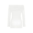 thumbnail image 4 of Yyeselk Womens Sexy Off Shoulder Tops Long Sleeve Slim Fitted Casual Comfy Tee Shirts Basic Soft Stretch Solid Color Lightweight Pullover Shirts Blouses White XL, 4 of 6