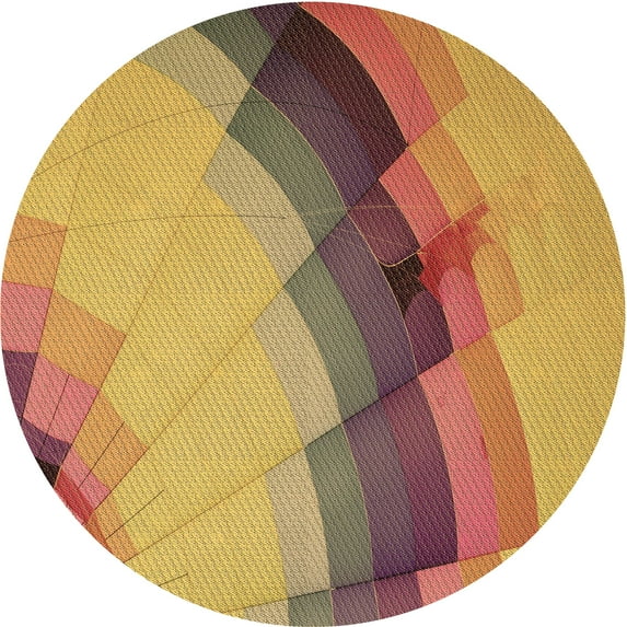 Ahgly Company Indoor Round Patterned Beer Orange Area Rugs, 7' Round
