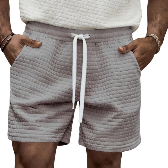 Busydd Mens Gym Shorts Casual Elastic Waist Drawstring Workout Shorts Men Trendy Textured Solid Color Straight Leg Summer Shorts with Pockets 2XL