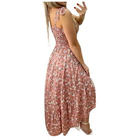

Dresses for Women 2022 Womens Dresses Women Fashion Casual Floral Pleated Sling Irregular Dress Summer Savings Prom Dresses Black Dress Maternity Dress Womens Dress Pants Pink L