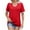 Red, variant on Shirts for Women Short Sleeve Lapel Casual Solid Color Contrast Loose T-shirt Army Green M