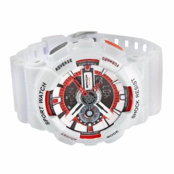 Red White Shock Resistant Watch Mens Sports Look Outdoors Digital-Analog